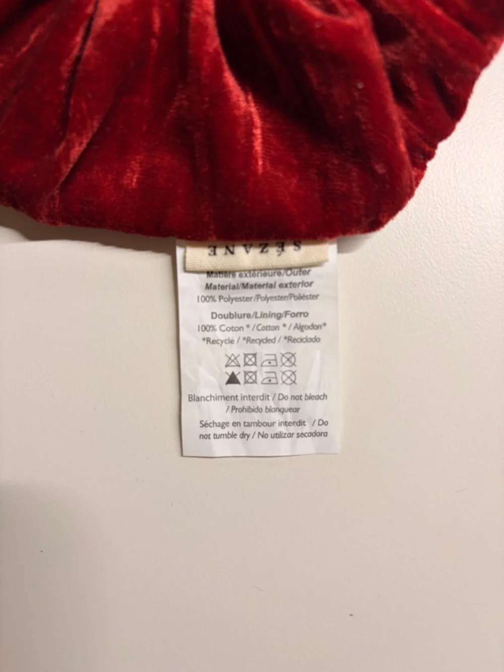 Sézane Red Crushed Velvet Maxi Scrunchie